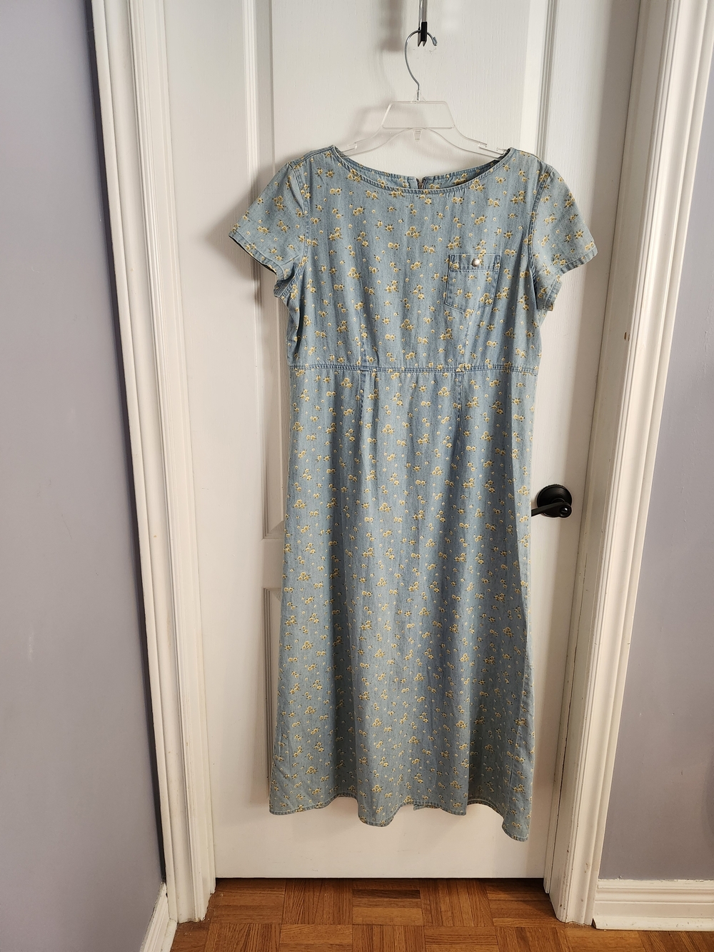 Vintage Light Blue Floral Midi Dress